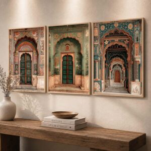 kotart Traditional Indian Wall Art Painting for Living Room | Paintings Frame For Home Decoration | Framed Wall Painting for Home Room Bedroom Office Wall Décor Set of 3 (13X17 inch)